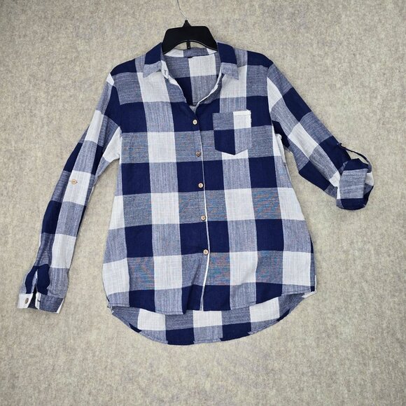 Blue & White Plaid Button-Up Shirt XL - Picture 1 of 8